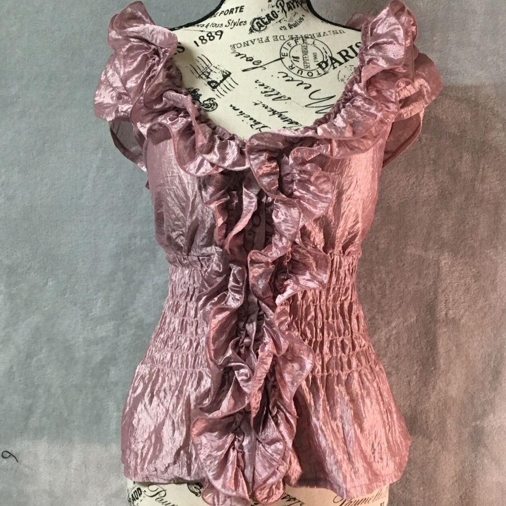 Arden B. Dusty Rose Pink Ruffle Blouse Top Medium